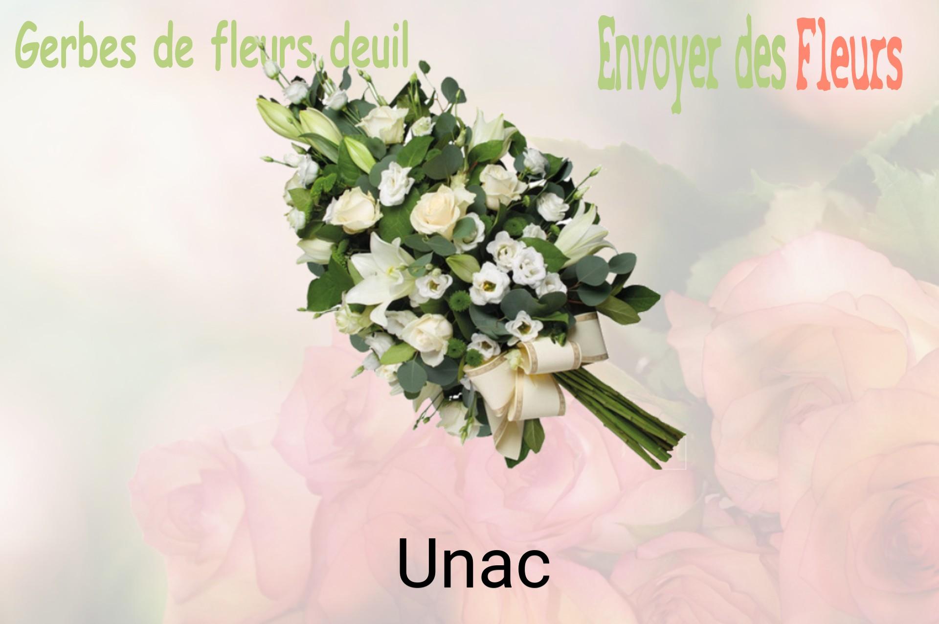 Gerbe de fleurs de deuil livrée à Unac